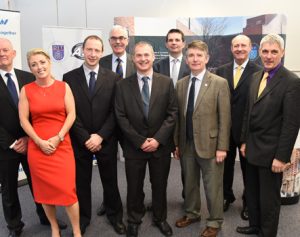 Industry sponsors from Sisks, Walls Construction, ABM Europe and Mott McDonald with colleagues from DIT, including (far right) Professor LLoyd Scott, ASC Secretary.
